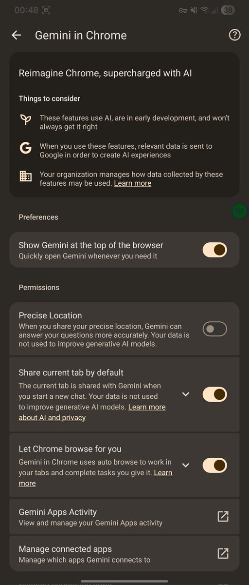 Google has renamed the Gemini entry in Chrome for Android settings to ...