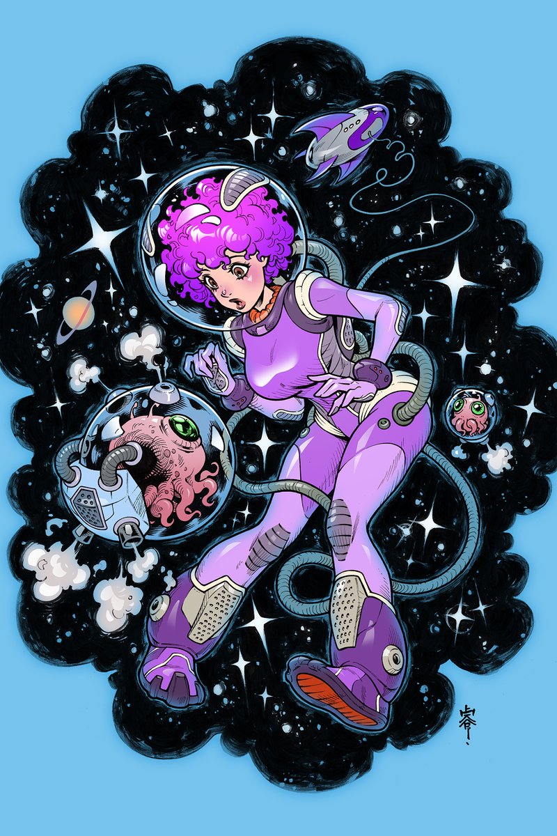 RenieDraws's tweet image. Some space octopi 🚀✨
Another piece that is in my fantasy girls artbook!
#art #cute #space