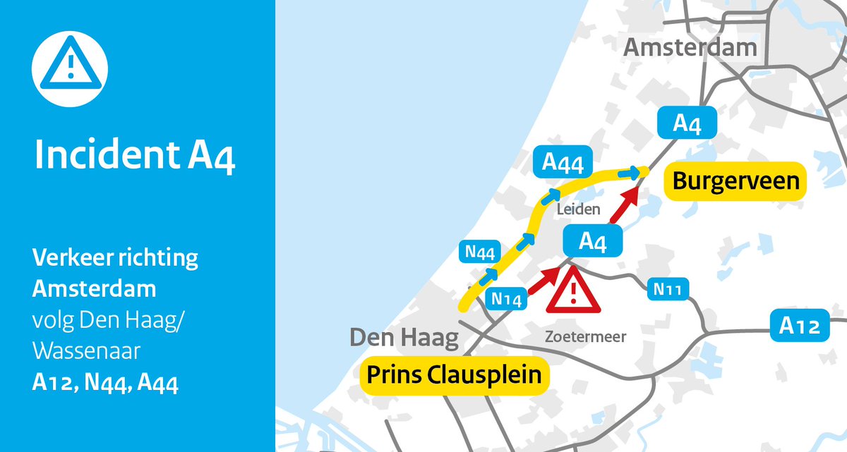 RWSverkeersinfo's tweet image. ❌ | Er is een ongeval met meerdere voertuigen gebeurd op de #A4 bij knp. Hofvliet. De linkerrijstrook is dicht en de hulpdiensten zijn aanwezig. Ga je richting Amsterdam? Vanaf Leidschendam heb je 40 minuten vertraging. Via onderstaande omleiding ben je voorlopig sneller. 👇🏽