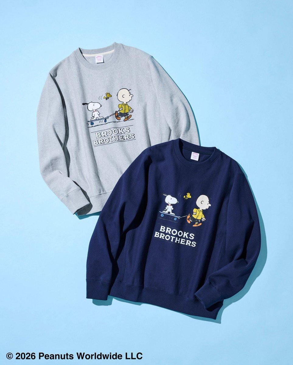 【新着】ブルックス ブラザーズがピーナッツとのコラボコレクション発売。スヌーピーなどキャラクターをあしらった8型。 fashionsnap.com/article/2026-0…
