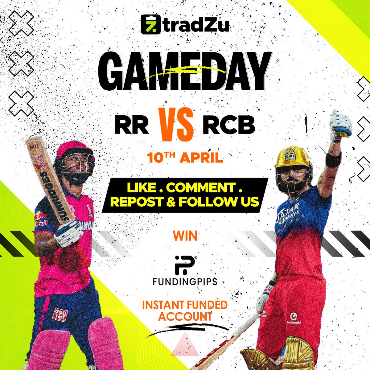 TradzuHq's tweet photo. Win daily @fundingpips account

Steps
1. FOLLOW @Tradzu_ 
2. LIKE THIS POST
3. RETWEET THIS POST
4. COMMENT the team to win 💗 vs ❤️

ENTRIES VALID TILL FIRST BALL

Use code TZU to get discount and credits to redeem🫶 https://t.co/FB9ZNXSvg1