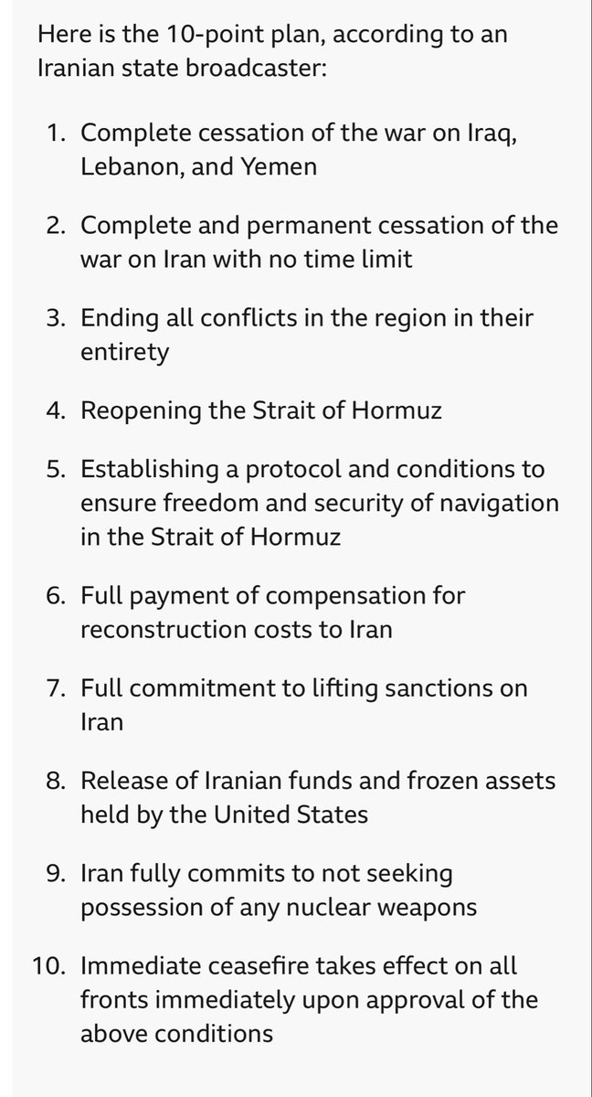 Rezu_c's tweet photo. @Fityeth USA AGREED TO SURRENDER TO IRAN!
Here is the ceasefire from Iran that usa surrendered to. https://t.co/2v8cwvbmhM