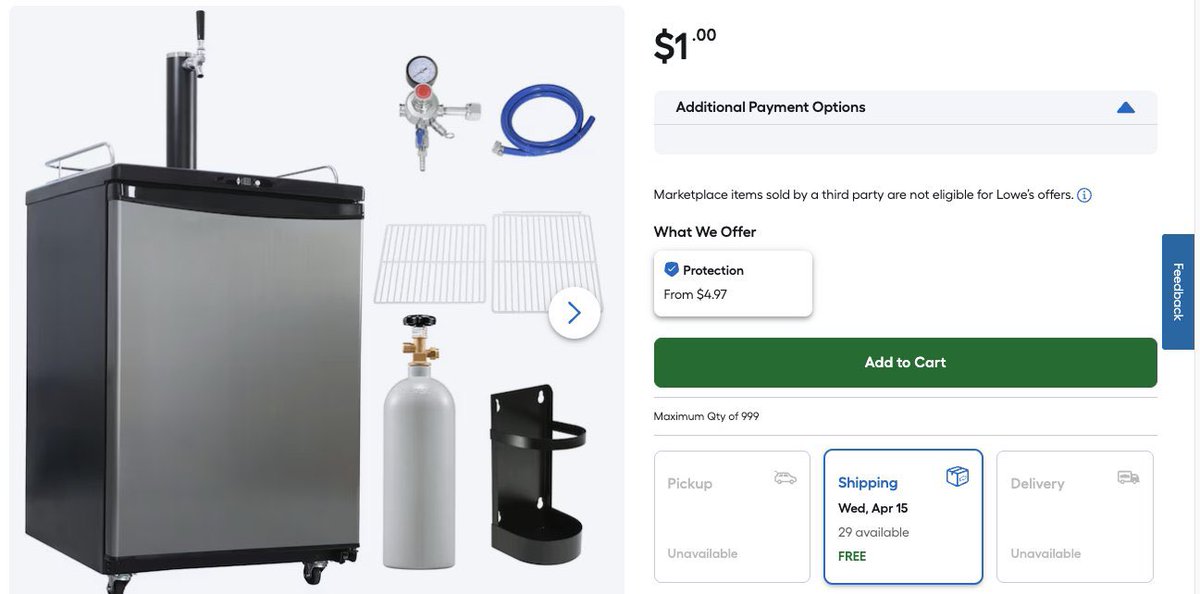 GlitchedDeals's tweet image. $1 REFRIGERATOR AT LOWE’S

PRICE IS GLITCHING

lowes.com/pd/VEVOR-Singl… #ad