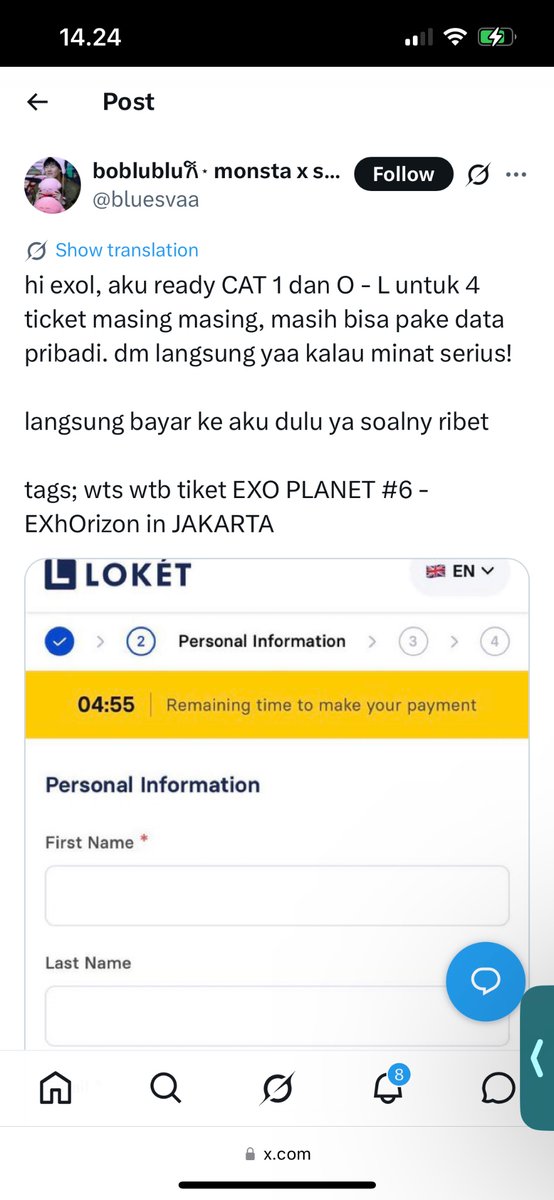 tiati sm akun iniiii, sus banget jgn panic buying guys

tag EXO PLANET #6 - EXhOrizon in JAKARTA 2026 wts wtb tiket