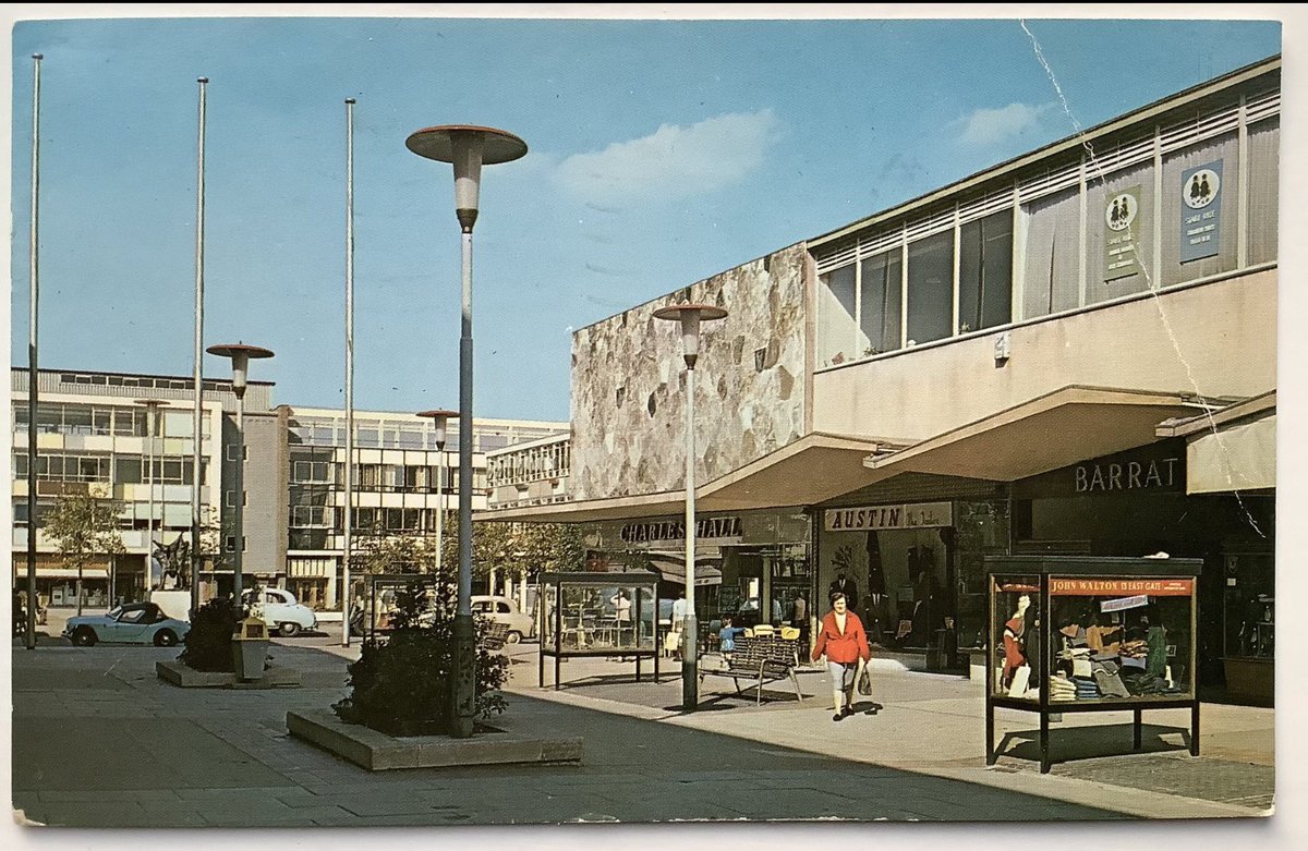 PaulSuttonKing's tweet image. Today’s now familiar no googling #postcard challenge. Does anyone recognise this slice of post war utopia? Not quite finished in the b&amp;amp;w image. There is at least one really big clue😉  As ever no prizes, just the bragging rights.