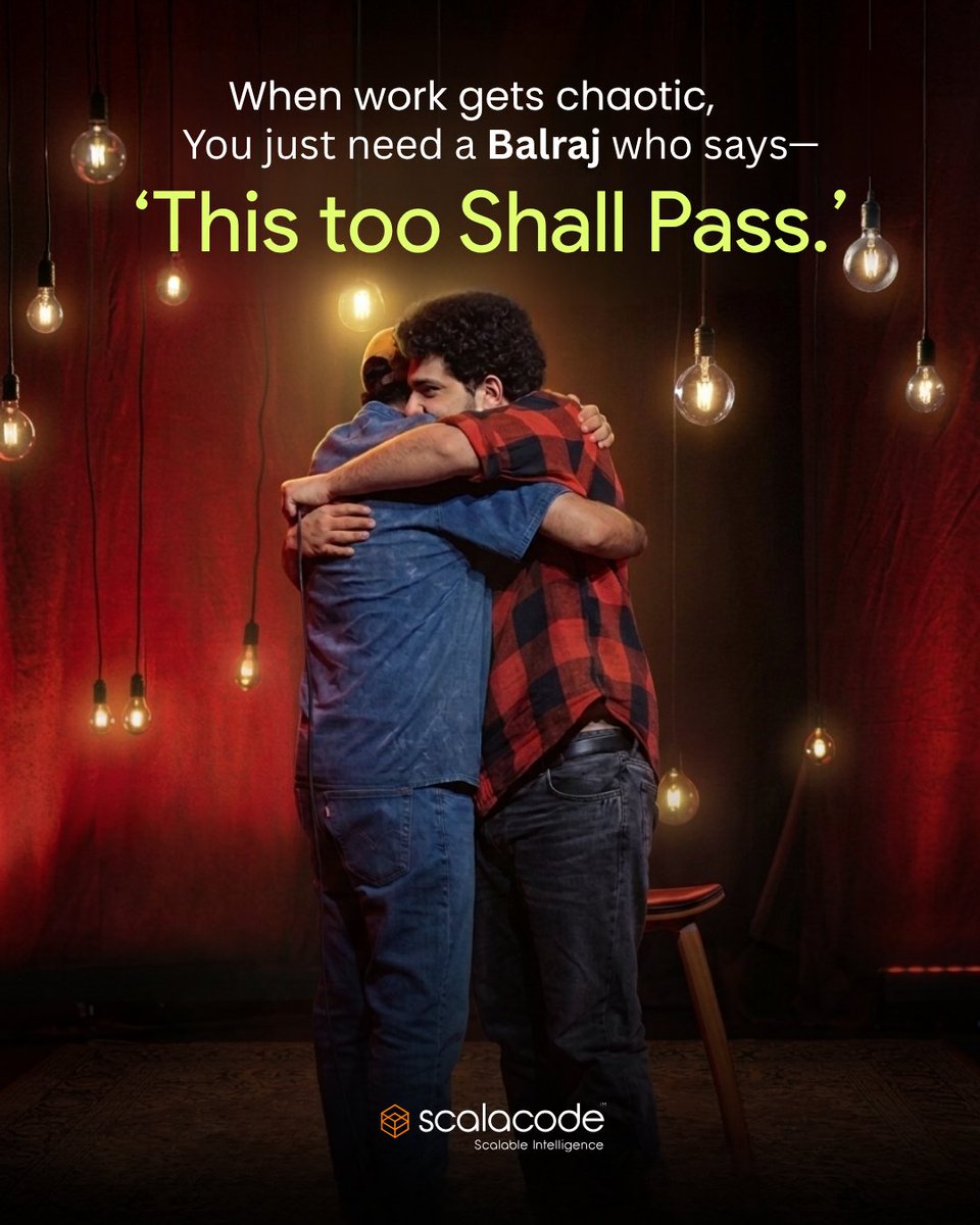 Corporate life isn’t always easy—deadlines, pressure, and constant chaos.

But having that one colleague who reminds you “this too shall pass” makes all the difference. 🤝

Because sometimes, support > solutions.

#samayraina #stillalive #thistooshallpass #balrajghai #Scalacode