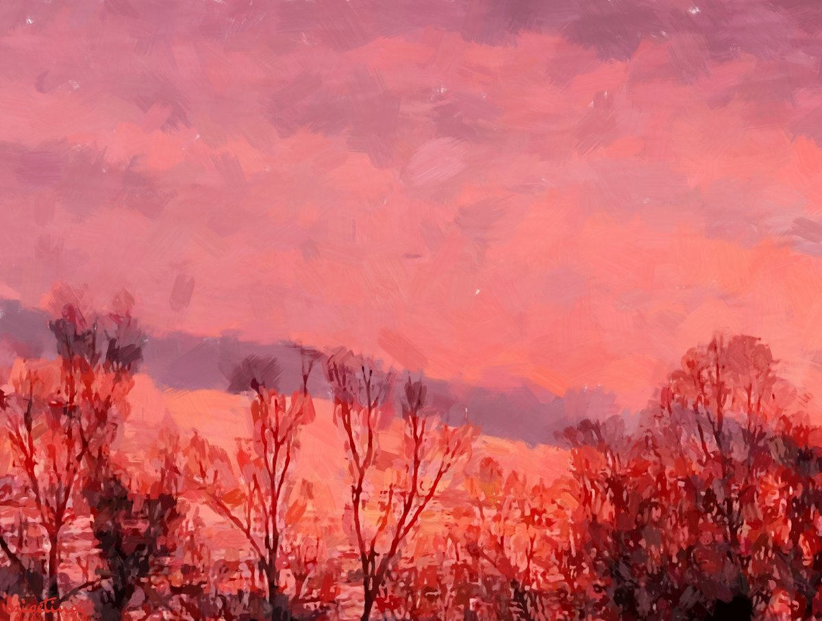 szigetingy's tweet image. The wind moves through the trees like soft fingers. Leaves shimmer, shadows shift, and the landscape breathes. Nature speaks without words. ~ Gyorgy Nemeth (szigetingy) creative writer #szigetingy #CreativeWriter {Gyorgy Nemeth (1959) – Digital Painting No. 3, Szingy Gallery}