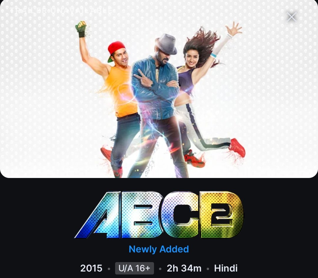 CinemaRareIN's tweet photo. #ABCD2 (2015) by @remodsouza, now streaming on @JioHotstar.

@PDdancing @Varun_dvn @ShraddhaKapoor @LaurenGottlieb @TheRaghav_Juyal @punitjpathak #DharmeshYelande @sushantgm0 @tiscatime @murlisharma72 @PracheePaandya @iampoojabatra 

@utvfilms @DisneyStudiosIN https://t.co/yPxsS6bIXY