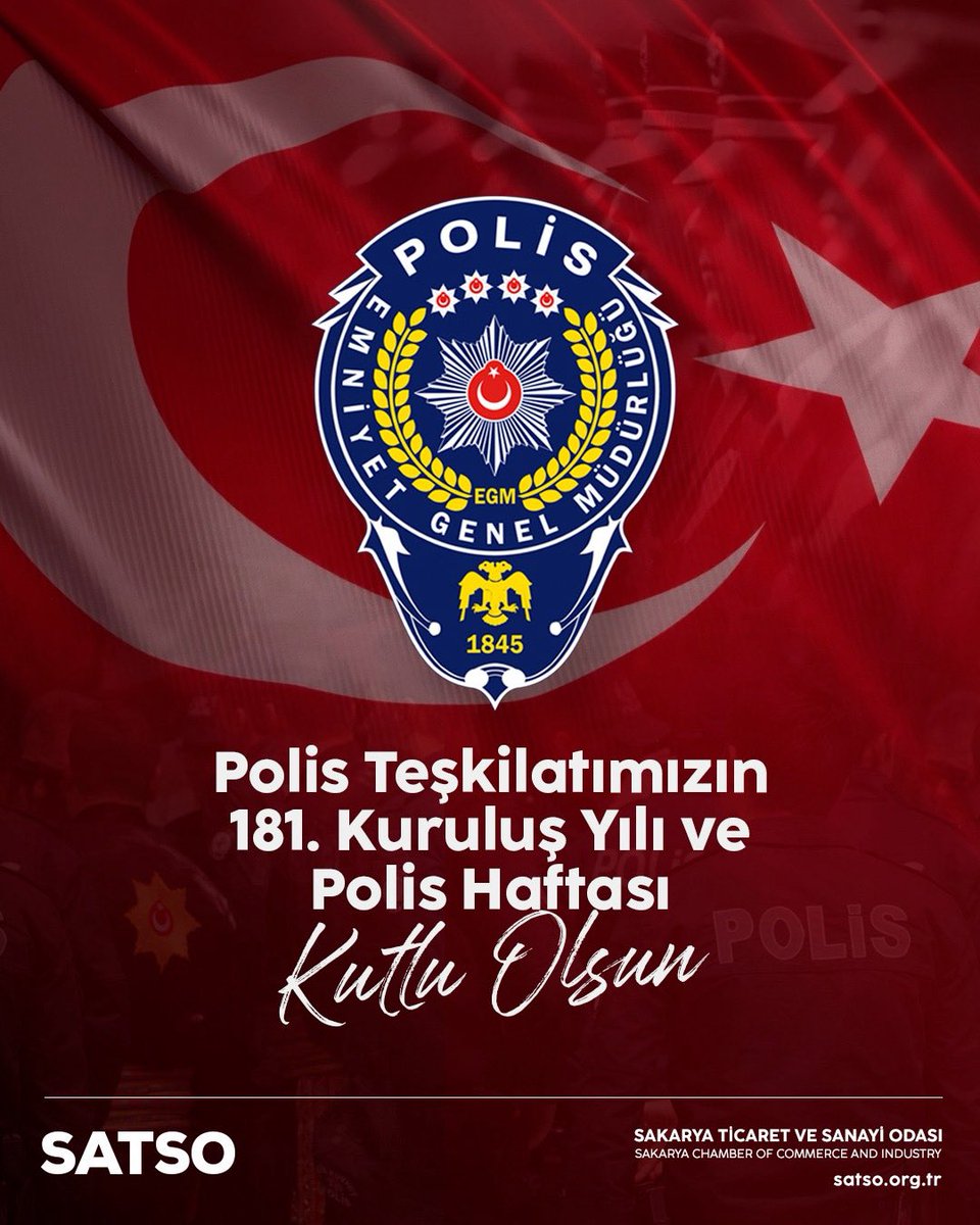 SATSO54's tweet photo. Huzurumuzun ve güvenliğimizin teminatı, köklü bir çınar gibi 181 yıldır görevini fedakarca yerine getiren Türk Polis Teşkilatı’mızın kuruluş yıl dönümü ve Polis Haftası kutlu olsun.🇹🇷 https://t.co/cQW1y1366i