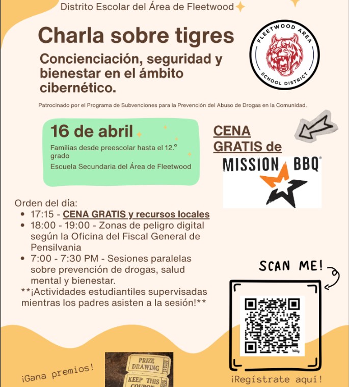 FAMSTigers's tweet photo. Free dinner + important conversations = a night you don’t want to miss!
Join us April 16th for Tiger Talk: Cyber Awareness, Safety, &amp; Wellness. Open to all PreK–12 families! https://t.co/eIApQDOUxx