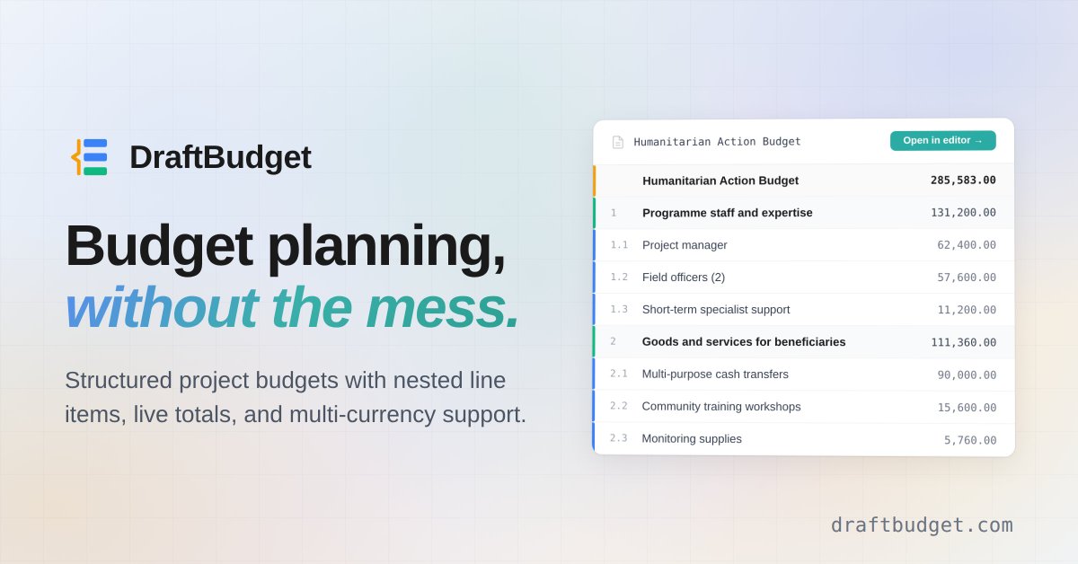tmarki's tweet photo. Budgets should be systems, not spreadsheets.

Too much budget work still depends on fragile Excel logic that works until someone inserts a row, breaks a formula, or copies the wrong thing. To me that has always felt like a software problem. https://t.co/m1Q9wztmzC