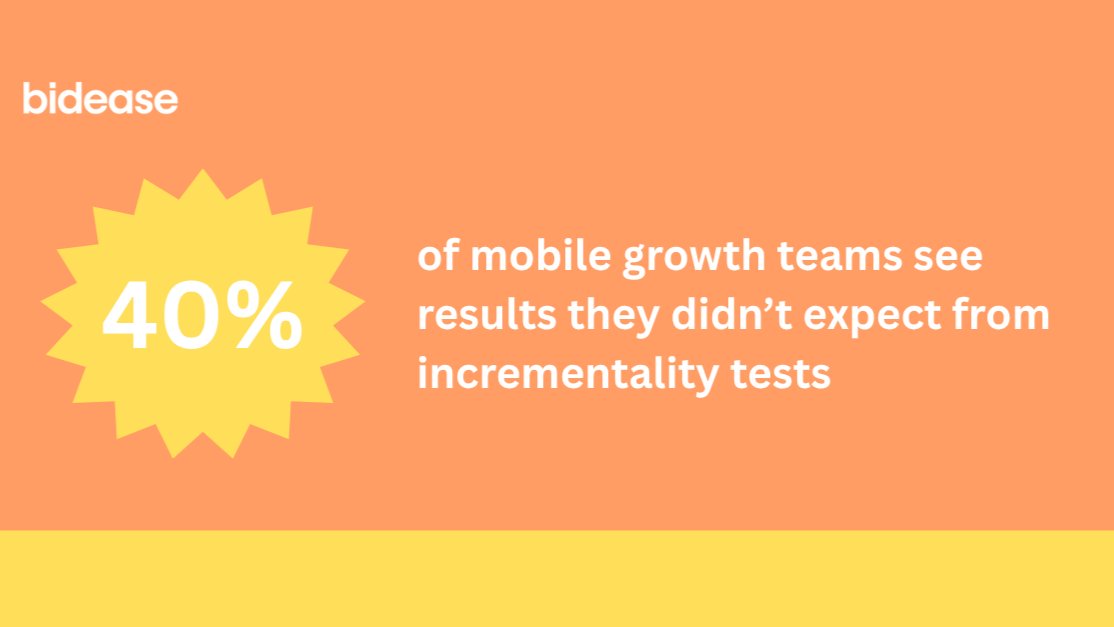 bidease's tweet photo. 40% of growth teams see results they didn’t expect from incrementality tests. That should change how you think about measurement.

Most teams assume their performance data is directionally right. And often, it is. But when 40% of tests reveal something different, even slightly, it means there’s still meaningful uncertainty in how budget decisions are being made.

👉 Did this spend actually drive net-new growth? From our latest research with 100 mobile growth marketers, a few patterns stood out:

📊 Most teams run incrementality in-house, but results are fragmented across platforms and methodologies
 ⚖️ Simpler tests dominate, not because they’re ideal, but because they’re practical
 🎯 The best teams design tests around decisions, not just measurement
 🔍 And in 40% of cases, results don’t match expectations

Incrementality doesn't replace attribution, but it adds a layer that helps you decide what to do next.

Learn more: https://t.co/S4WY7SnaCe