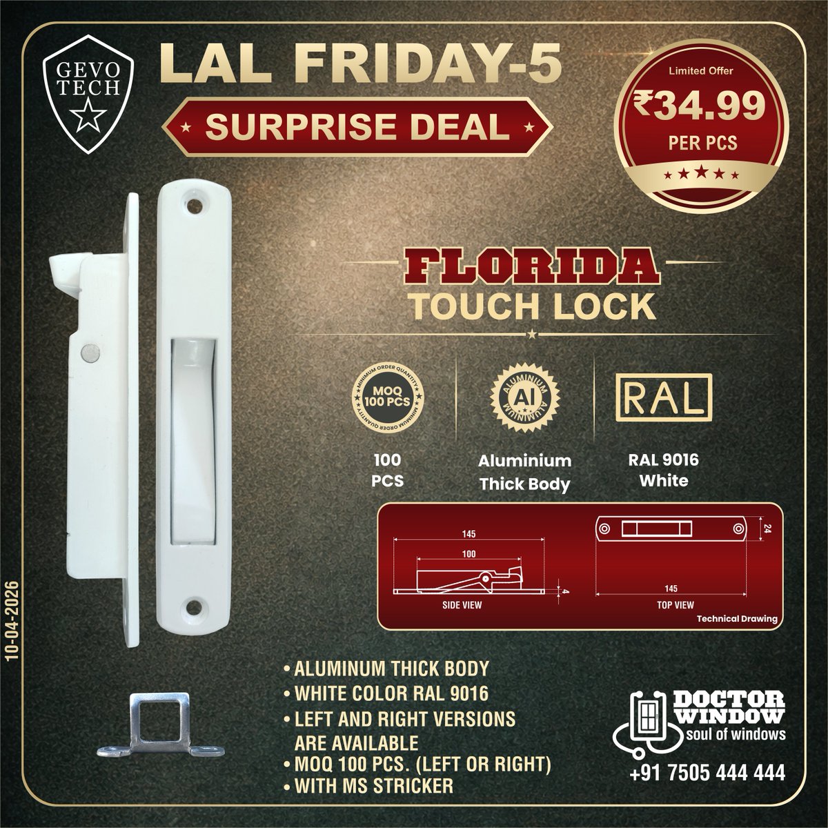 DOCTORWINDOW_IN's tweet image. GEVO TECH TOKYO NARROW BASE HANDLE
GEVO TECH FLORIDA TOUCHLOCK
GEVO TECH NEPTUNE DOOR ADJUSTABLE ROLLER
GEVO TECH GIGANTIC 3DHINGE

#handle #premiumhandle #touchlock #3dhinge #doctorwindow #soulofwindows #hardware #hardwareaccessories #door #window