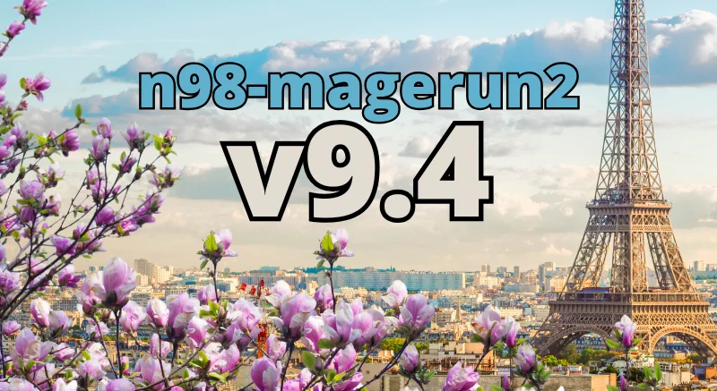 Paris with the text n98-magerun2 and v9.4