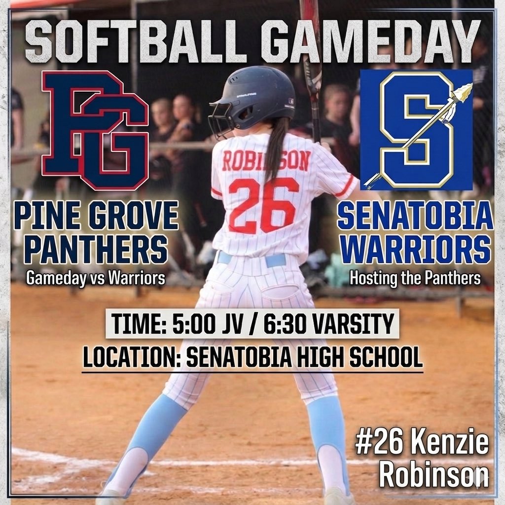 PineGroveSB's tweet photo. Gameday at Senatobia! JV at 5:00 varsity after. https://t.co/fNzSU3yv0D