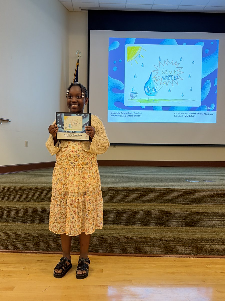 SallyRideOCPS's tweet image. 🏆 We’re so proud of Gabrielle Celancieux, a 4th‑grader whose artwork was selected for the 2026 Water Conservation Calendar! 
💧 Her drawing will appear in the calendar and in our school lobby. 
🥳 Congratulations, Gabrielle! 
@OCPSnews 
#ocps #WeAreOCPS #magnetschool