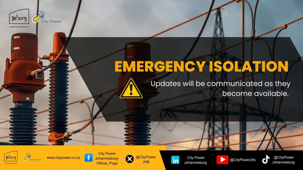 CityPowerJhb's tweet image. #CityPowerUpdates #RoodepoortSDC 

EMERGENCY ISOLATION 
PANORAMA SWITCHING STATION 

City Power sincerely apologises to customers in Panorama, Allen’s Nek and Weltevredenpark for the short notice regarding the total isolation of the Panorama Switching Station. This emergency