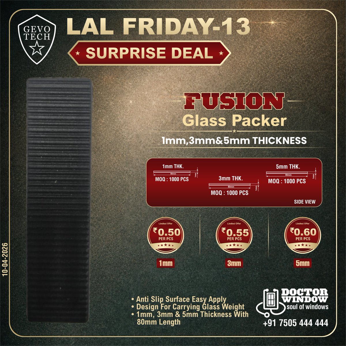 DOCTORWINDOW_IN's tweet image. GEVO TECH STANLEY SDS PLUS HAMMER DRILL BITS 8x210mm (STA54057)
GEVO TECH FUSION GLASS PACKER (1mm, 3mm &amp;amp; 5mm THICKNESS)
GEVO TECH WELDING PAPER TEFLON

#doctorwindow #soulofwindows #hardware #hardwareaccessories #door #window