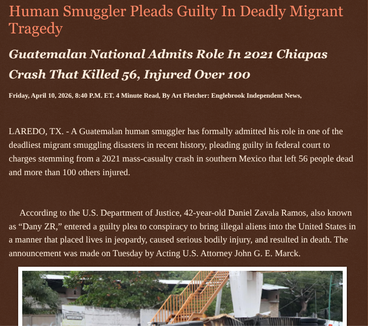ArtFletcher9's tweet photo. Human Smuggler Pleads Guilty In Deadly Migrant Tragedy https://t.co/lFZ6MZ7q4H via @Englebrooknews #Texas #CrimeNews #LaredoTX #Guatemalan #National #federal #guiltyplea #humansmuggling #human #trafficking #conpiracy #guatemala #fatal #crash @wireless_step @HRG_Media @LodiNJNews @Fordmb1953 @SarahGeving1 @Shannon96574094 @Daytobehappy @janninereid1 @gator4kb18 @TrumpWasRite2 @KathyKbrose @RobGerundo @JimBobW49