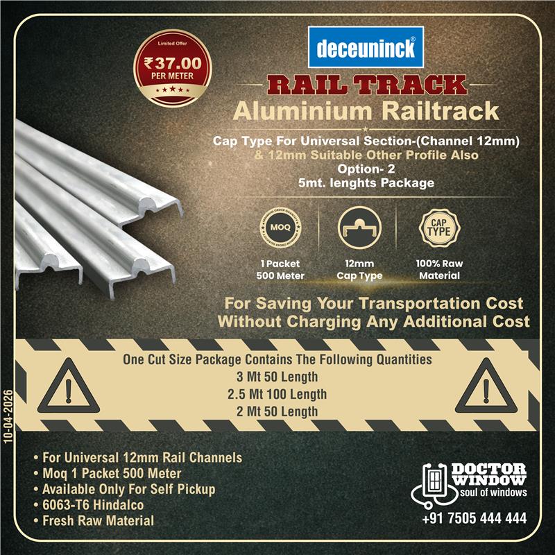 DOCTORWINDOW_IN's tweet image. GEVO TECH ALUMINIUM RAILTRACK CAP TYPE FOR UNIVERSAL SECTION (CHANNEL 12mm)

#doctorwindow #soulofwindows #hardware #hardwareaccessories #door #window #railtrack #aluminiumrailtrack