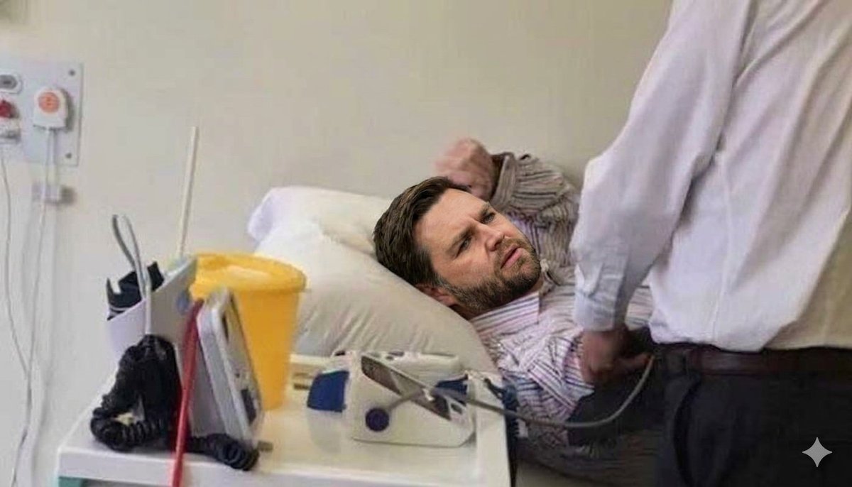 KhawajaAbaid's tweet photo. JD Vance taken to Punjab Institute of Cardiology after having Naan Chanay, Paaey, Nihari and Halwa Puri for breakfast. https://t.co/DPWs5skEv7