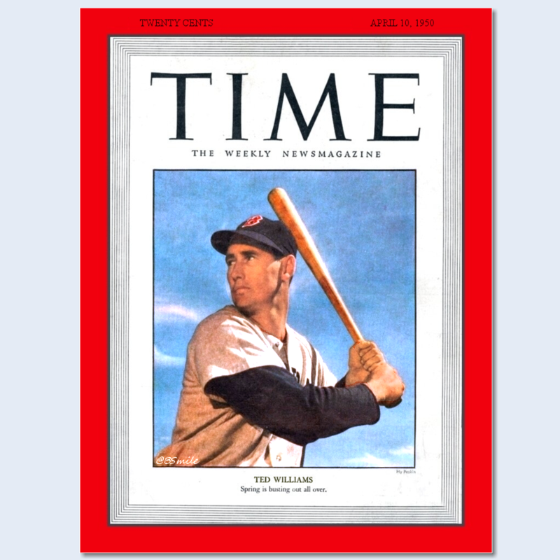 BSmile's tweet image. "Ted Williams - Spring is busting out all over." (TIME Magazine - April 10, 1950) #MLB #Legend #RedSox #Baseball #History