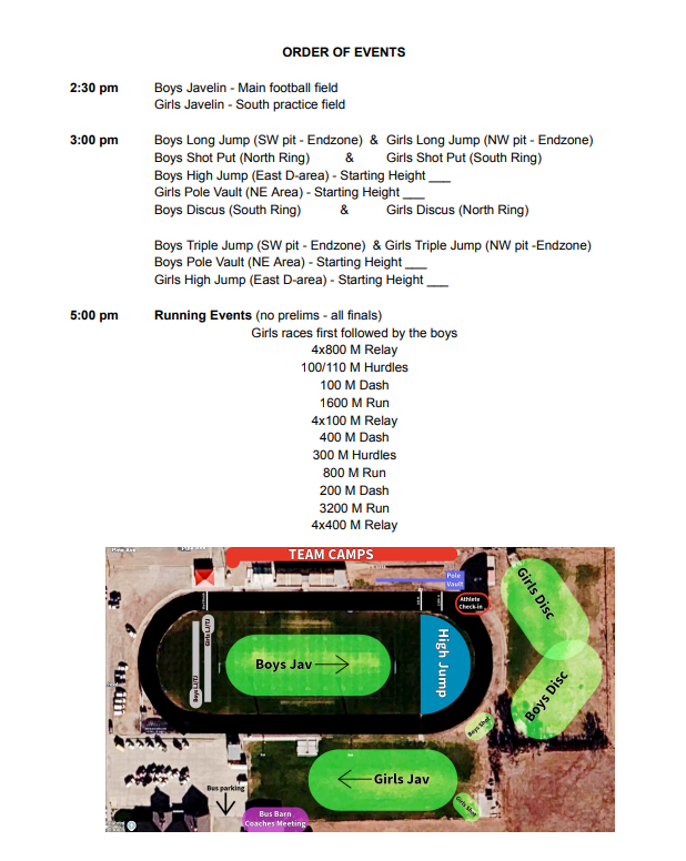 TMP_Athletics's tweet photo. The TMP-Marian High School Track &amp; Field team is headed to Hoxie today! Schedule of events can be found below. Go Monarchs!

Live Results: https://t.co/zpXiYVjIBq https://t.co/9TKqClAV8S