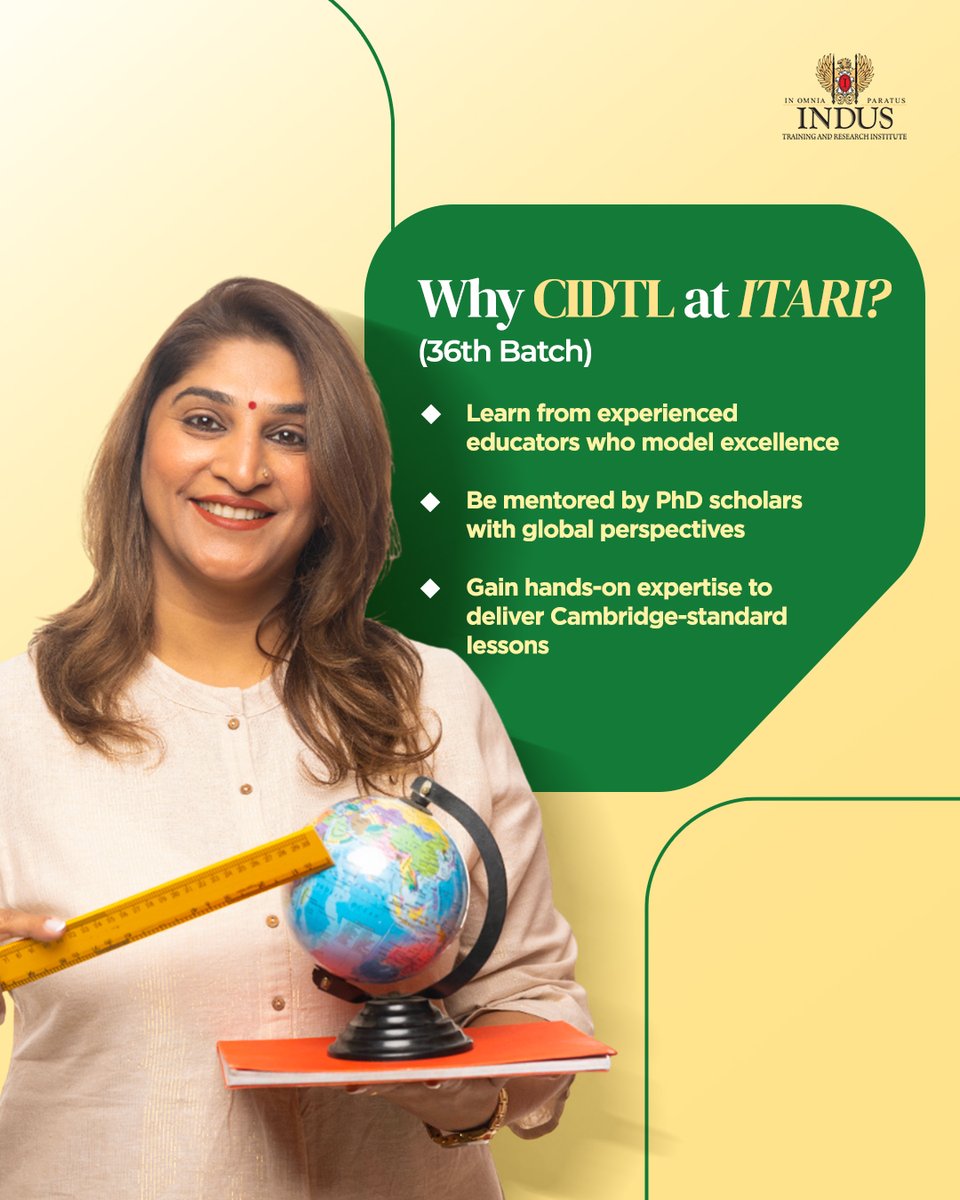 itari_indus's tweet image. Is your teaching ready for tomorrow’s classroom?

Reflect, grow, and lead with the Cambridge International Diploma in Teaching and Learning. Deepen your impact through reflective, research-informed practice.

#ITARI #ReflectiveTeaching #TeachingExcellence