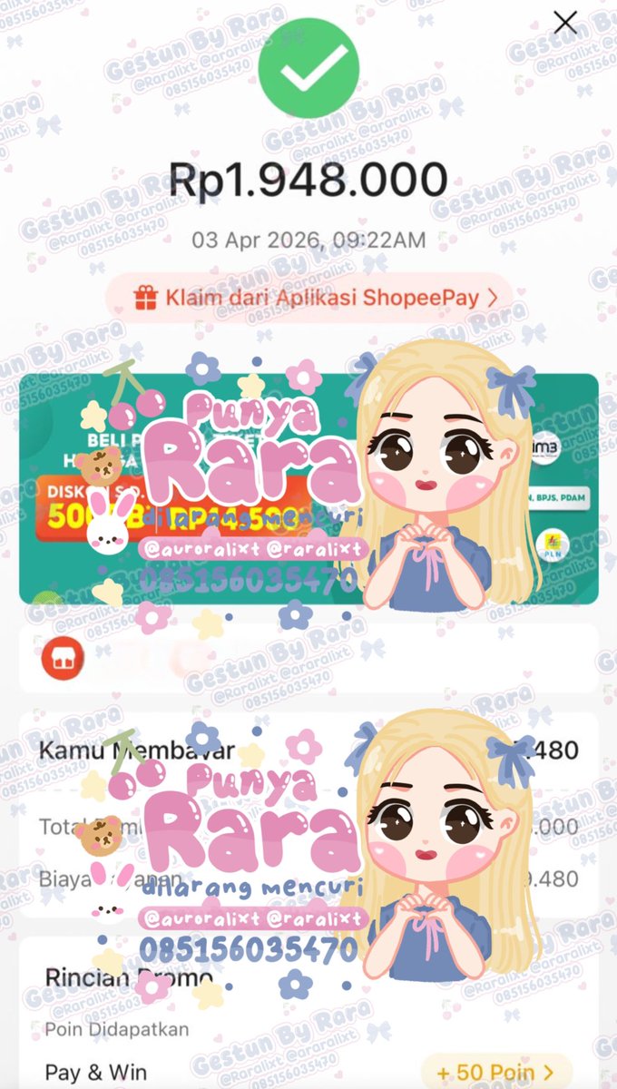 raranelixt's tweet photo. ❤️‍🔥TESTI BIG NOMINAL APRIL❤️‍🔥
🗓️03 April 2026

💸 SPAYLATER VIA QR BIG 1.948.000
💸 AKULAKU VIA LINKPAY 2.153.000
💸 SPAYLATER VIA TOKEN 1.000.000
💸 YUPPAY VIA SCAN 2.000.000

(03) t. pencairan limit paylater all paylater gestun gesek tunai cairin limit 🐱 https://t.co/MYE7rKL4jx
