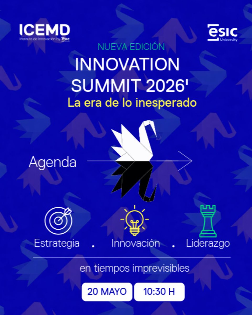 icemd's tweet photo. El contexto ya no es estable.

Decidir sin referencias claras es la nueva realidad.

ICEMD Innovation Summit 2026
📅 20 mayo | 🕥 10:30h
💡 Entender. Decidir. Responder.
🎟️ Inscríbete.

https://t.co/gPk5RaGCl4 https://t.co/uGBrS6XVca