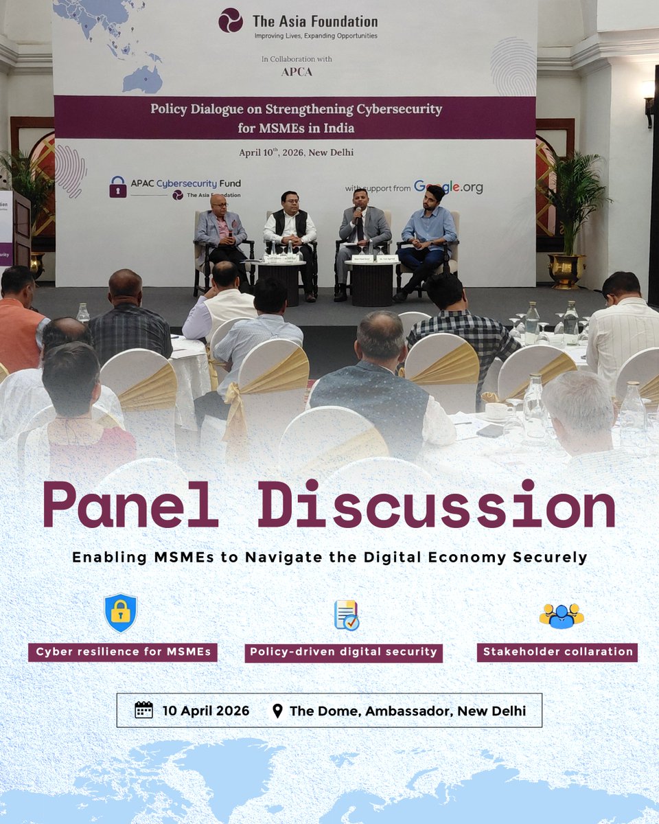 cyberpeacengo's tweet image. Strengthening Cybersecurity for MSMEs in India. 🔐

At the Policy Dialogue on Strengthening Cybersecurity for MSMEs in India, held at 📌 The Dome, Ambassador, New Delhi, @CyberVineet Founder, #CyberPeace☮️, participated in a power-packed panel discussion on

“Enabling MSMEs to