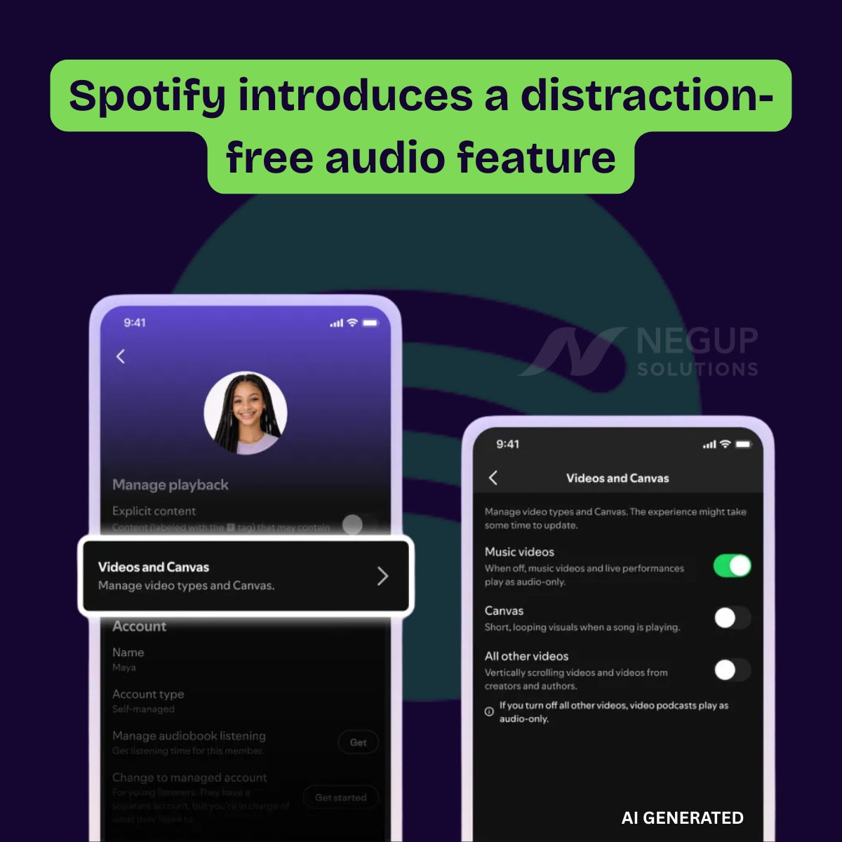 NegupSolutions's tweet photo. Less visuals. More music 🎧

Spotify introduces a “no-distraction” mode

Turn off videos. Kill the visuals.
Go back to pure audio 🎶

Streaming… the way it was meant to be 👀

#Spotify #MusicLovers #AudioFirst #TechUpdate https://t.co/TAgWgK1Htr