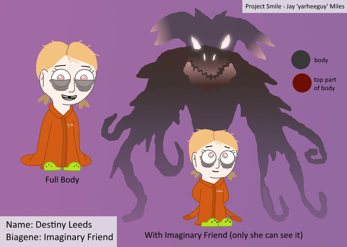 Yarheeguy's tweet photo. Next character concept art for Project Smile: A Creepy Girl. 

Her name is Destiny. She has an imaginary friend, only she can see it, but it can see you and will do anything to protect her.

#conceptart #game #gamedev #OC #originalcharacter #indiegame #gameproject #gamedemo https://t.co/fI7GM8qmyW