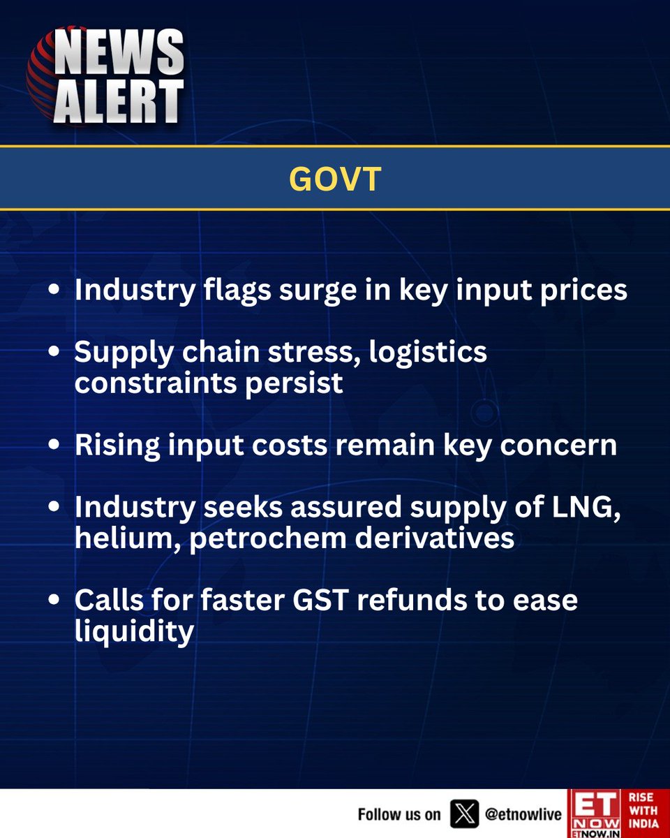 ETNOWlive's tweet image. #NewsAlert | Govt: Commerce, ports ministries meet on West Asia logistics

Govt steps up to ensure trade flow, stabilise supply chains; meet flags disruption in packaging materials, input supplies - here are the highlights👇

@DoC_GoI @shipmin_india #IranWar #packaging