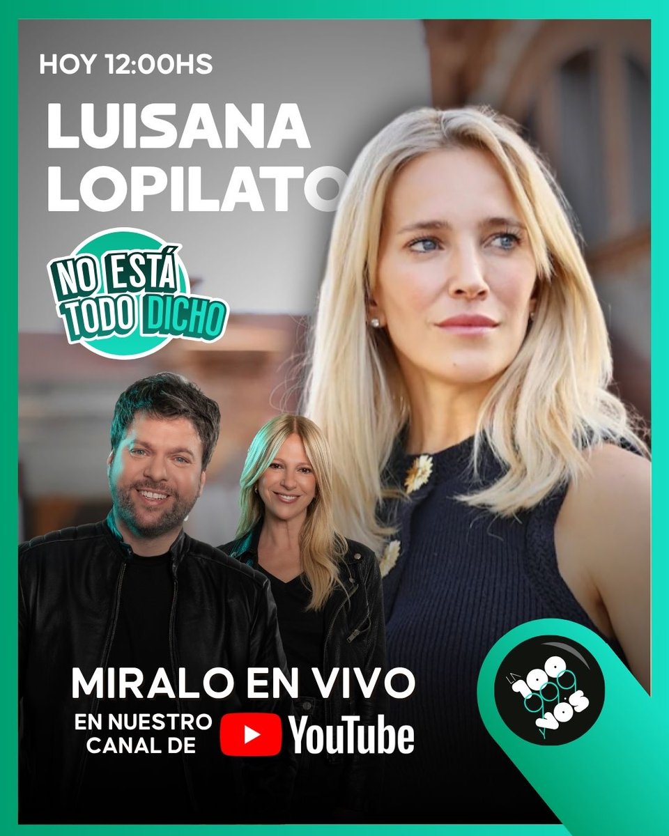 la100fm's tweet photo. Hoy, 12:00hs, @lulopilato en #NoEstáTodoDicho con #GuidoKaczka y @gundafontan.
Una charla imperdible con la actriz argentina, miralo en vivo en nuestro canal de Youtube.
➡️ https://t.co/Ow7X0MIHPv https://t.co/cJAGbVEj0m