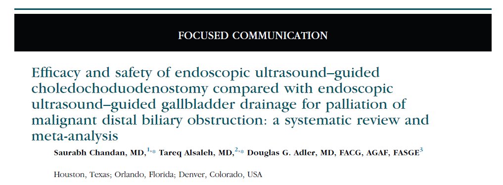 DouglasAdlerMD's tweet photo. New publications! EUS-CBD versus EUS-BD! Congrats to Saurabh and Tareq for their work on this! @gie #gitwitter https://t.co/HMs4C5wnD2
