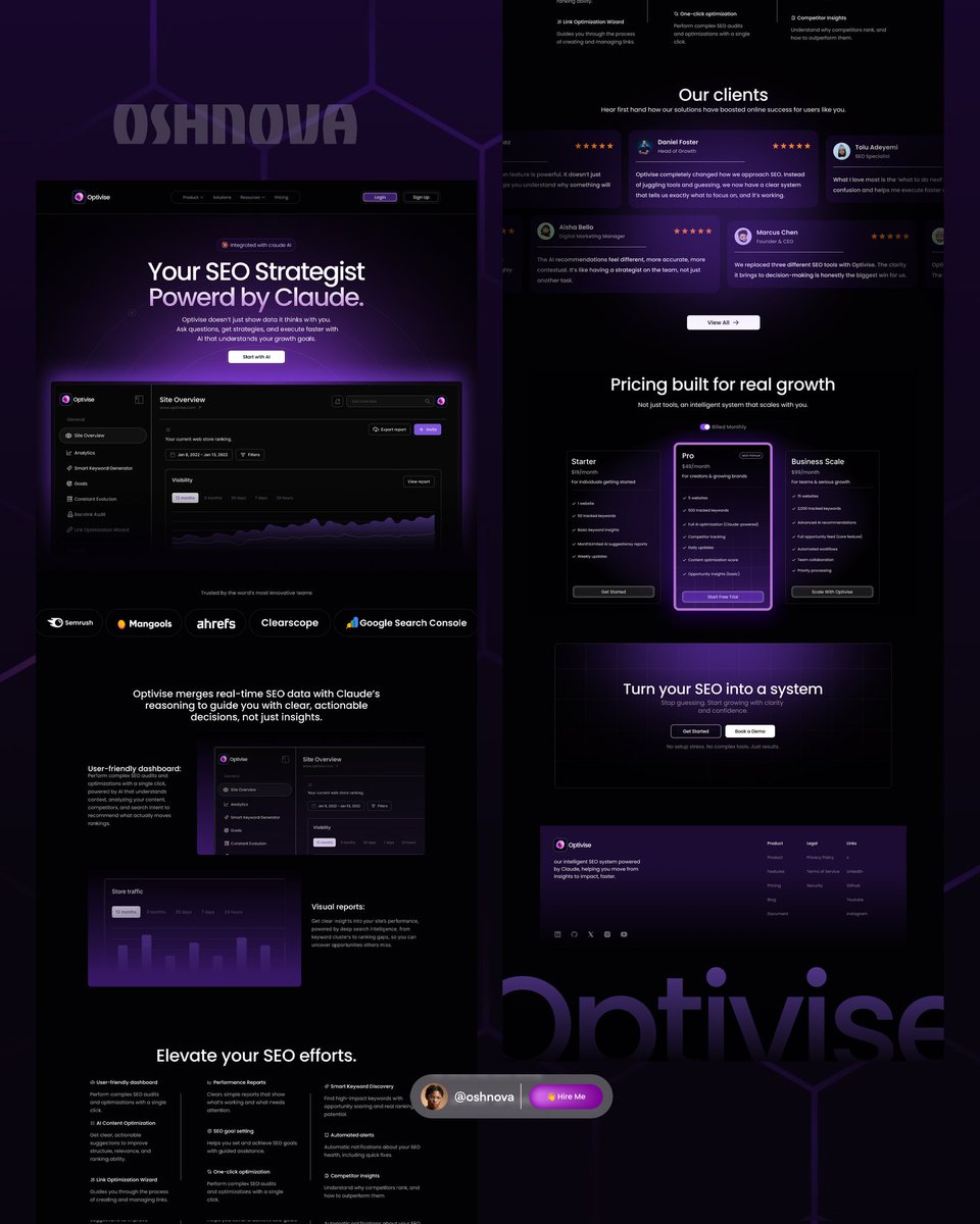 _DavidOsh's tweet image. Thank God it's Friday..

Most SEO tools give you data.

I designed Optivise to give you direction.
AI-powered.
Clean interface.

Built for decisions, not dashboards.
This is what modern product design should feel like ⚡

#SaaSdesign #ProductDesign #UIUX  #buipdinpublic