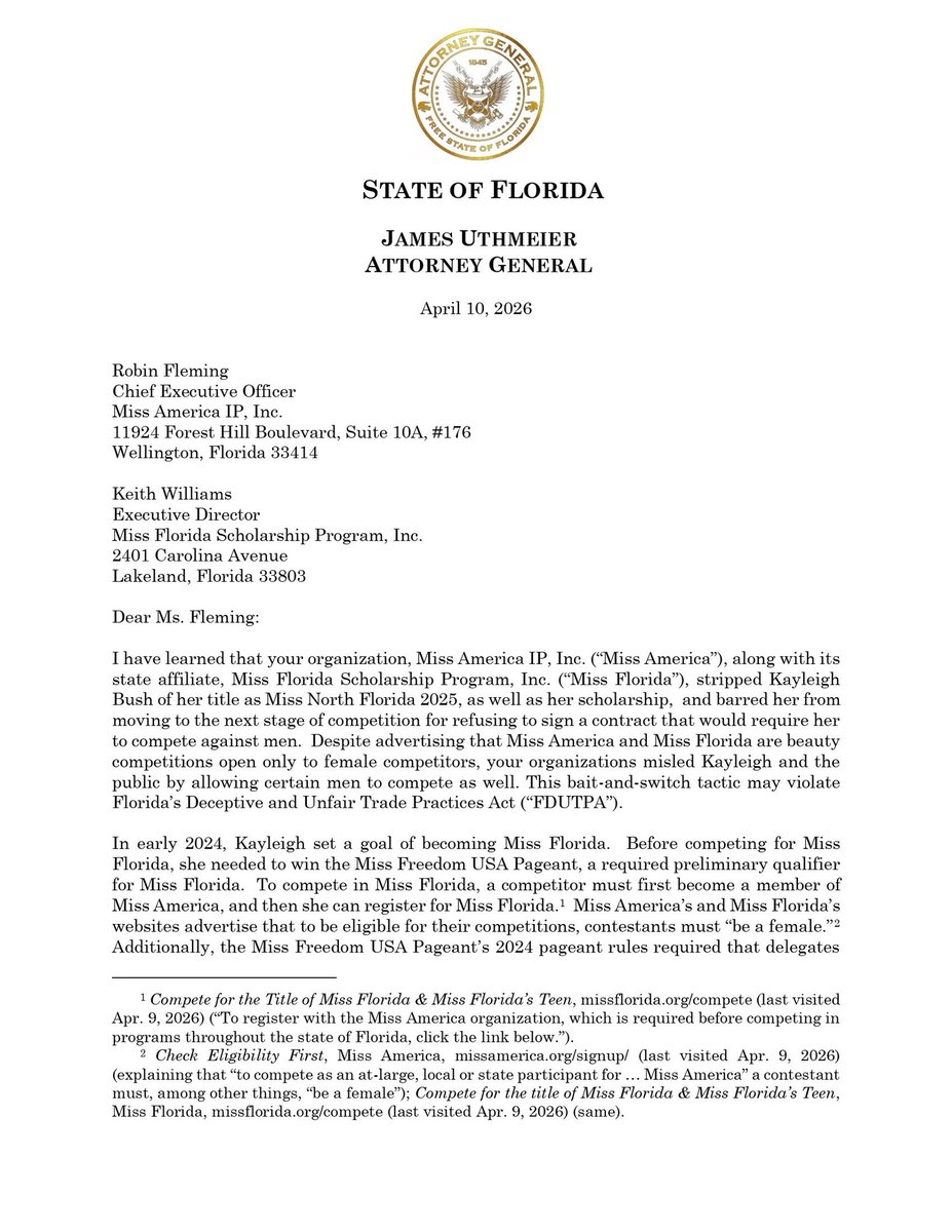 Attorney General James Uthmeier tweet media