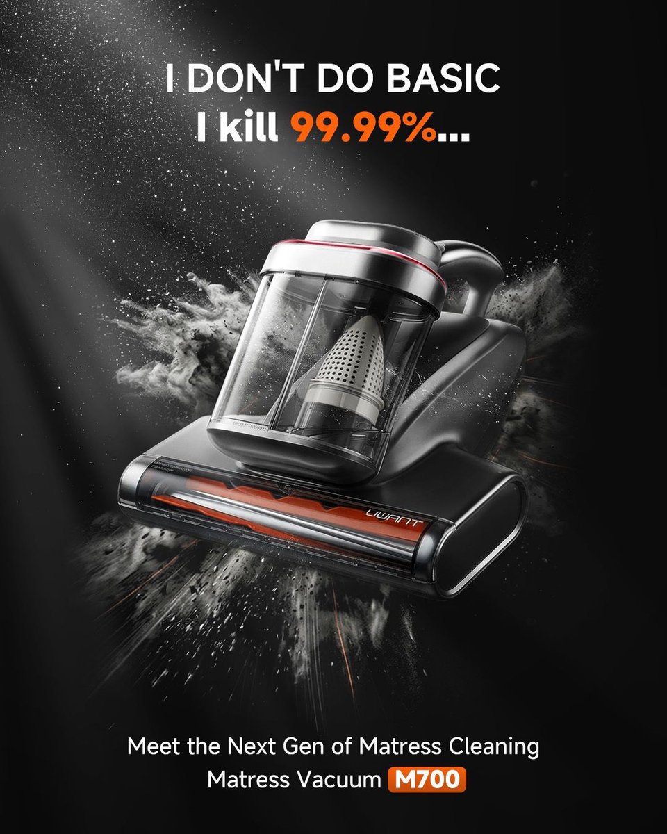 UWANT_official's tweet image. Your bed is alive.
No, seriously.

If you’ve never used a mattress cleaner…
you have no idea what’s living in there.

Meet the M700. Smart, powerful, and weirdly addictive to use.

#UWANT #M700 #Cleaning