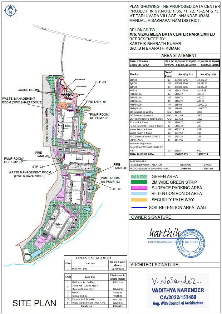 AndhraNexus's tweet image. Google has applied for environmental clearance for two sites as part of its massive 1GW data center project in Andhra Pradesh.

📍 Locations: Taruluvada &amp;amp; Rambilli
#Visakhapatnam