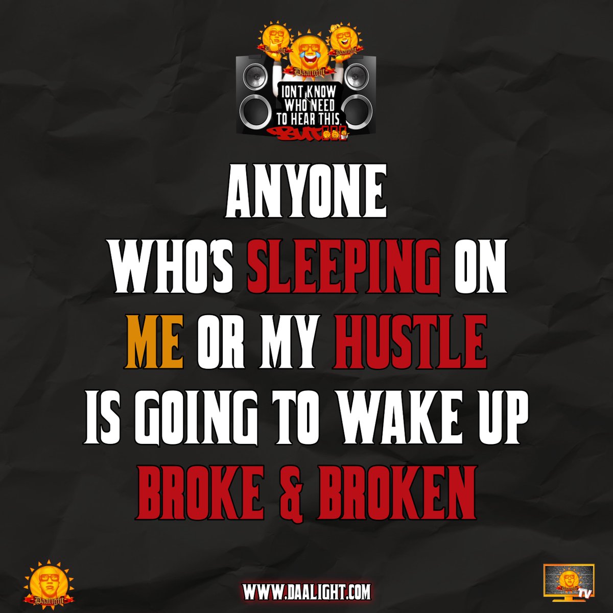Daalight's tweet photo. Wake up and hustle!
Don't let anyone underestimate your grind. Stay focused, keep pushing, and make them regret doubting you. Your success is the best wake-up call. 💪🔥 #TheWakeUp #HustleHarder #StayMotivated #SuccessMindset https://t.co/h3RePLyUSR