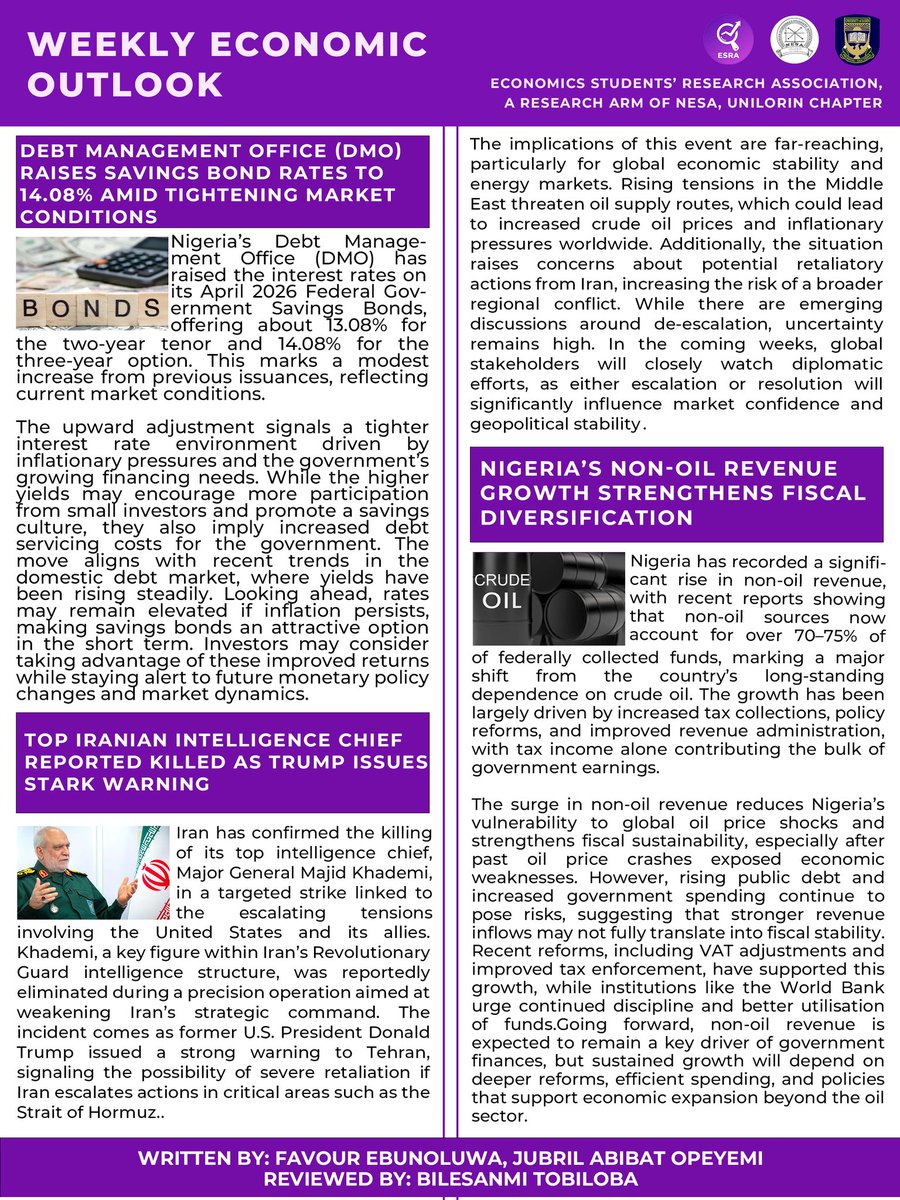 UILESRA's tweet photo. WEEKLY ECONOMIC OUTLOOK 

#ESRAUIL #ECONOMICOUTLOOK https://t.co/utKbpseBxA