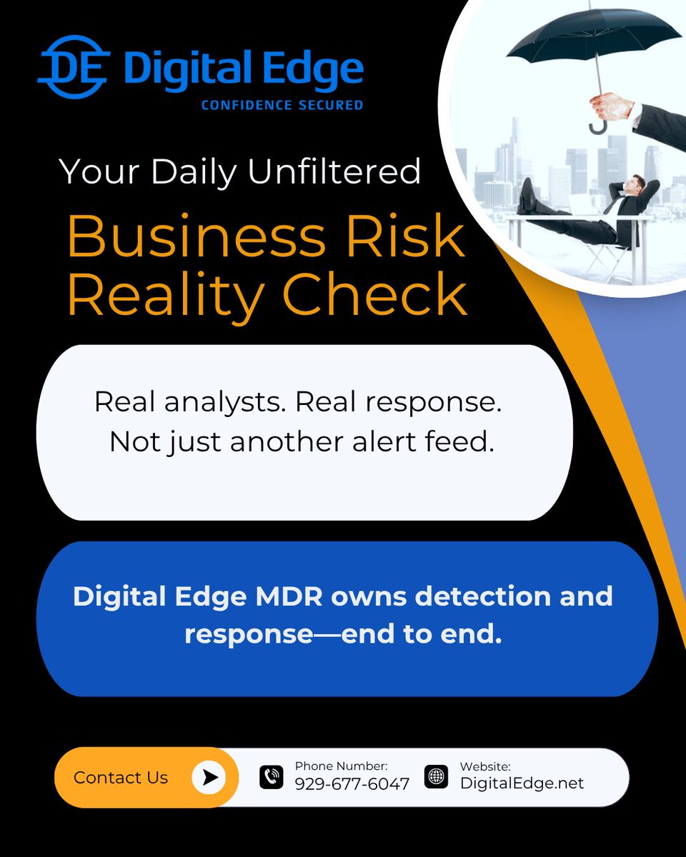 DEVentures's tweet photo. 🔐 Real MDR Means Real Humans Taking Real Action | Digital Edge
👉 Learn what true MDR looks like: https://t.co/FcwjvEg9X8

#ManagedDetectionAndResponse #MDR #CyberSecurity
#ThreatResponse #SecurityOperations #InfoSec
#CyberDefense #SOC #DigitalEdge https://t.co/EoR2V5comB