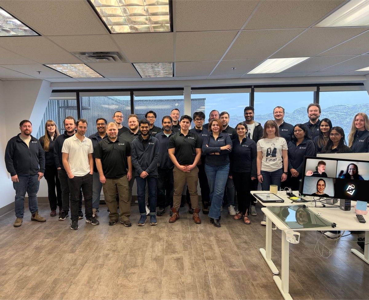 Happy Friday from the Final team 🎉   Maybe a cold, rainy day wasn't the best time to take our first group pic in the new Atlantic Place office 😅 but that's Newfoundland for you!

Recognize anyone in the pic? Tag them in the comments and say hi!
