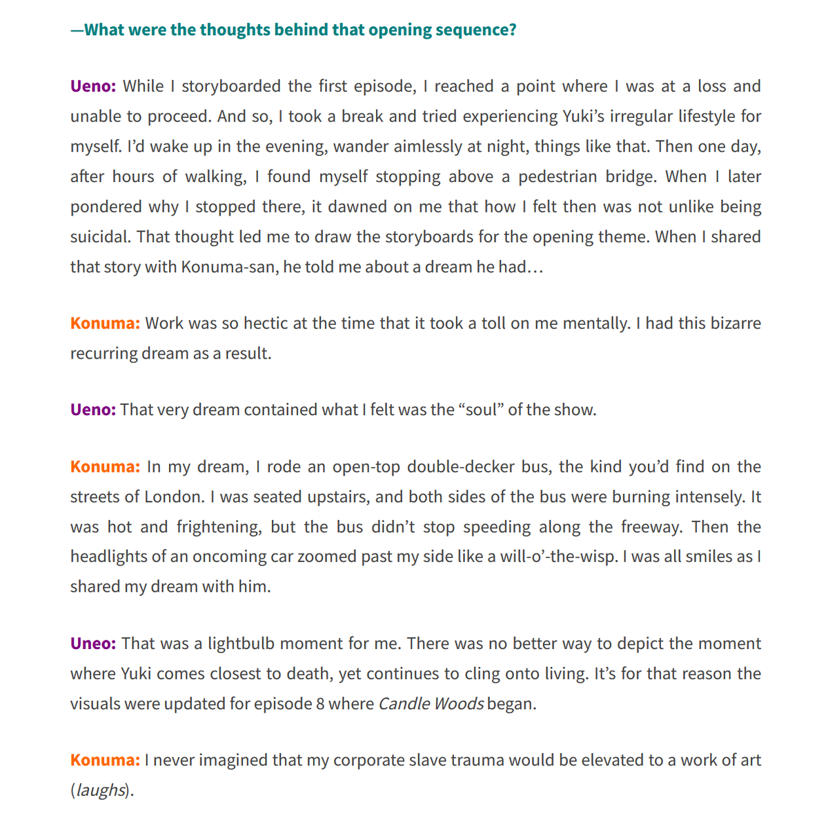 Yuyucow's tweet photo. Additionally, we translated an interview where Ueno &amp; sound director Noriyoshi Konuma share their unique thought processes. For example, method acting for your depressed anime protagonist and incorporating your pal's nightmares
Read✨➡️https://t.co/5pZZsAraa2 https://t.co/Qv9tiPmljk