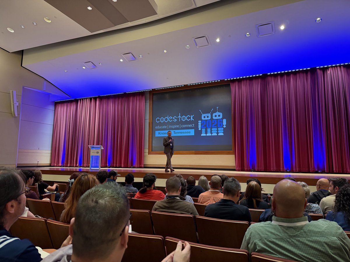 BAChapin's tweet photo. Day 1 at #CodeStock2026 — energized.

Huge thanks to the sponsors &amp; organizers for such a well-run event.

Learned a ton about:
AI as a tool (not a crutch), starting roles well, systems thinking, and practical AI at home.

Reminder to myself:
Depth > speed.

On to Day 2. https://t.co/bHDojSEdqE