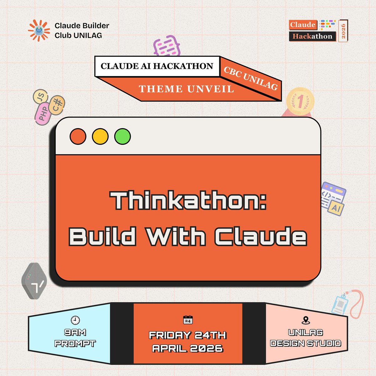 mide_TFE's tweet photo. It’s here......and it’s BEAUTIFUL. 🇳🇬✨
The first Claude Hackathon in Nigeria is happening at the University of Lagos @UnilagNigeria!
Innovation. Creativity. Community.
Just be there on the 24th of April 2026. 🚀

#ClaudePartner #ClaudeHackathon #NigeriaTech #BuildInPublic https://t.co/zBksoDWumb