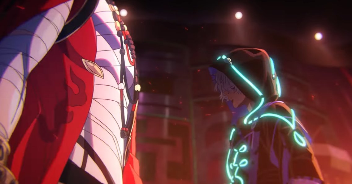 fr1mm4l's tweet image. those proportions..... the way he kind of looks smaller than kafka &amp;amp; blade.... he is.... actually.... short? short model? please oh my god i prayed for this 😭😭😭