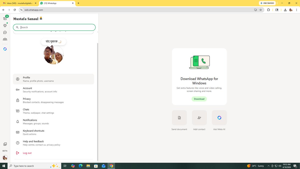 imustafasanaul's tweet image. WhatsApp is rolling out the username feature across Android and iOS 👀
Spotted on WhatsApp Web for now, but still not visible on my Android or iOS yet.

#WhatsApp #Android #iOS #MustafaSanaul 👨‍💻 
#Username