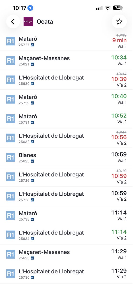 oriol_clavell's tweet photo. @rodalies podeu explicar perquè el pròxim tren de la R1 passa al cap de 20 minuts? Gràcies. https://t.co/WLV11uCx9B